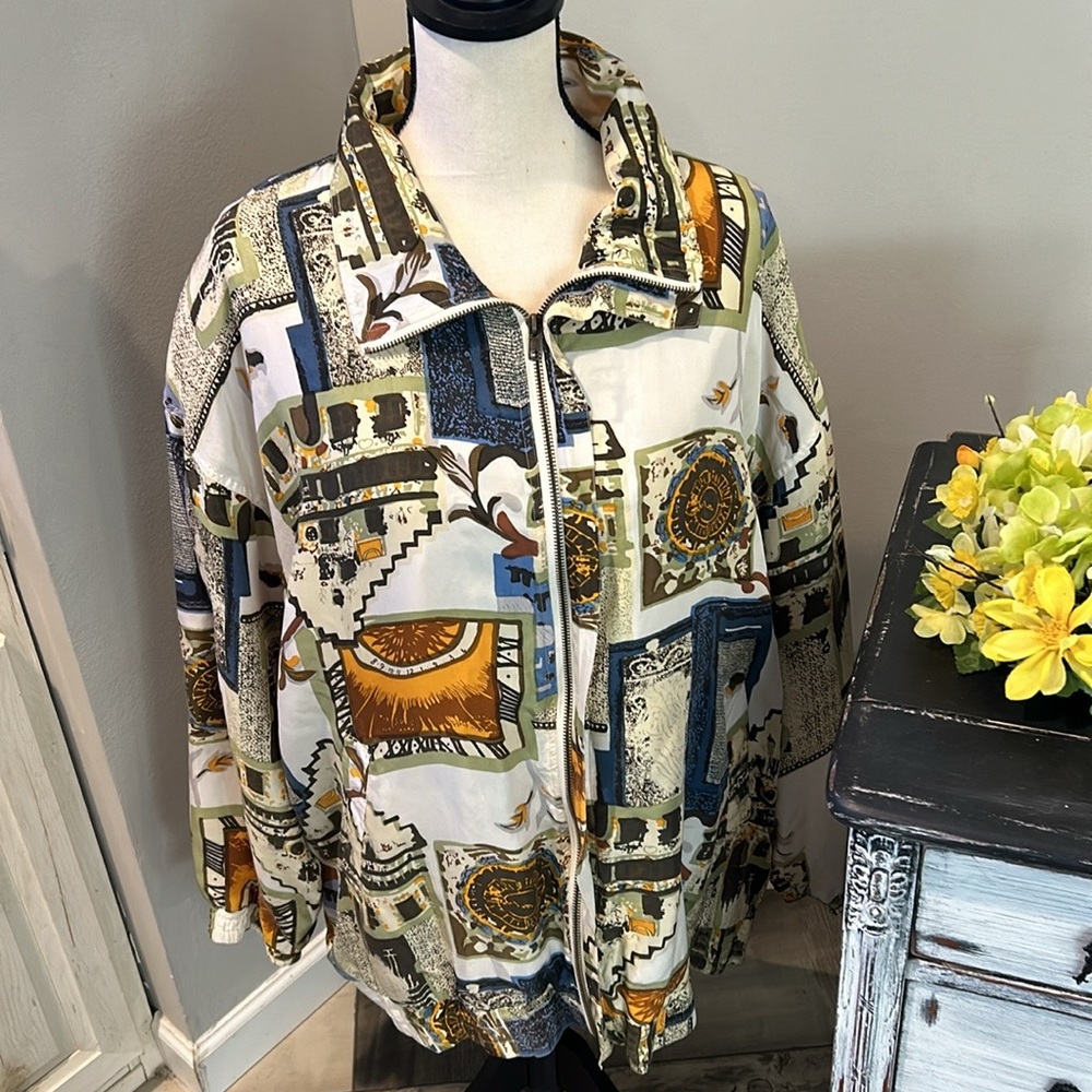 VINTAGE FUDA INTERNATIONAL 100% silk bomber jacket size 2X